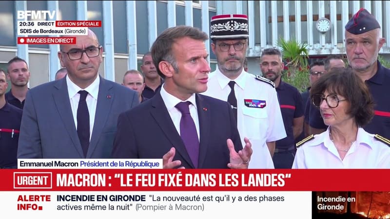 Incendies en France: Emmanuel Macron assure que le feu dans les Landes est "fixé", la situation reste "très difficile" en Gironde
