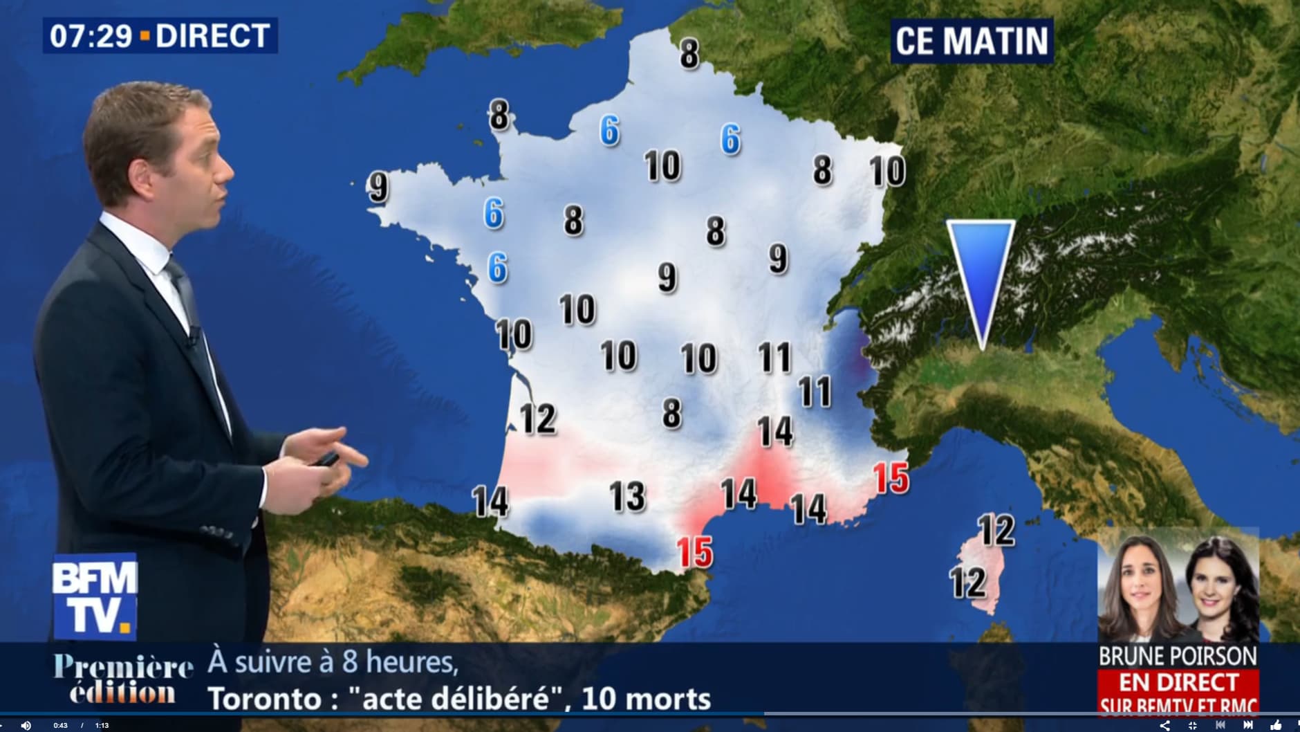 Températures pour le mardi 24 avril au matin 