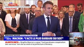 Emmanuel Macron à Annecy: "Je suis très fier de vous" a-t-il dit aux personnes qui sont intervenues lors de l'attaque