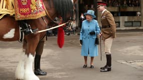 La reine Elizabeth II et le lieutenant colonel James Gaselee à Londres, le 24 octobre 2017