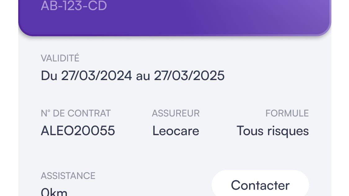 Le mémo qui pourra être fourni en cas de changement d'assurance.