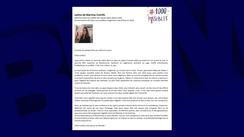 Dans un post publié sur Facebook, la préfète des Hautes-Alpes, Martine Clavel, s'adresse "aux petites filles qui naîtront ce jour".