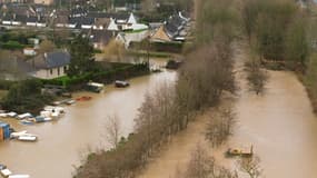 Le village de Blendecques inondé, dans le Pas-de-Calais, suite à la crue de la rivière Aa, le 3 janvier 2024 (illustration).