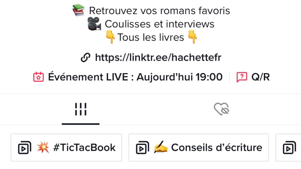 Le compte TikTok d'Hachette et ses 24.000 abonnés