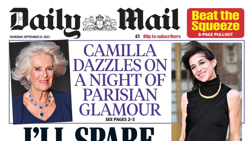 La une du Daily Mail du jeudi 21 septembre 2023