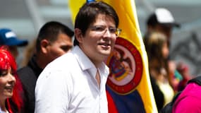 Miguel Uribe, candidat à la présidentielle en Colombie, visé par une tentative d'assassinat, ici à Bogota, le 16 février 2023