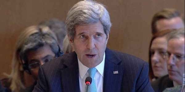 John Kerry pendant la conférence de paix, mercredi 22 janvier.
