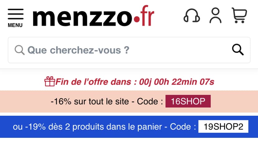 Le site d'ameublement menzzo.fr, jeudi 31 octobre à 23h40