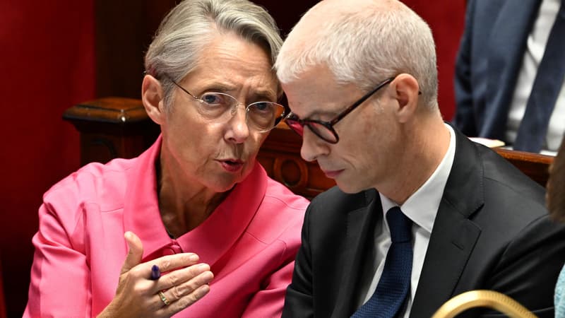 Élisabeth Borne et Franck Riester à l'Assemblée nationale le 23 octobre 2023