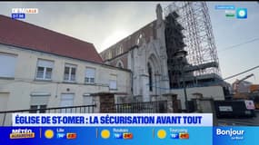 Saint-Omer: les travaux de sécurisation de l'église se poursuivent, deux semaines après l'incendie