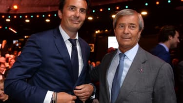 Yannick Bolloré, PDG d'Havas et administrateur de Vivendi et son père, Vincent Bolloré, président du conseil de surveillance de Vivendi.