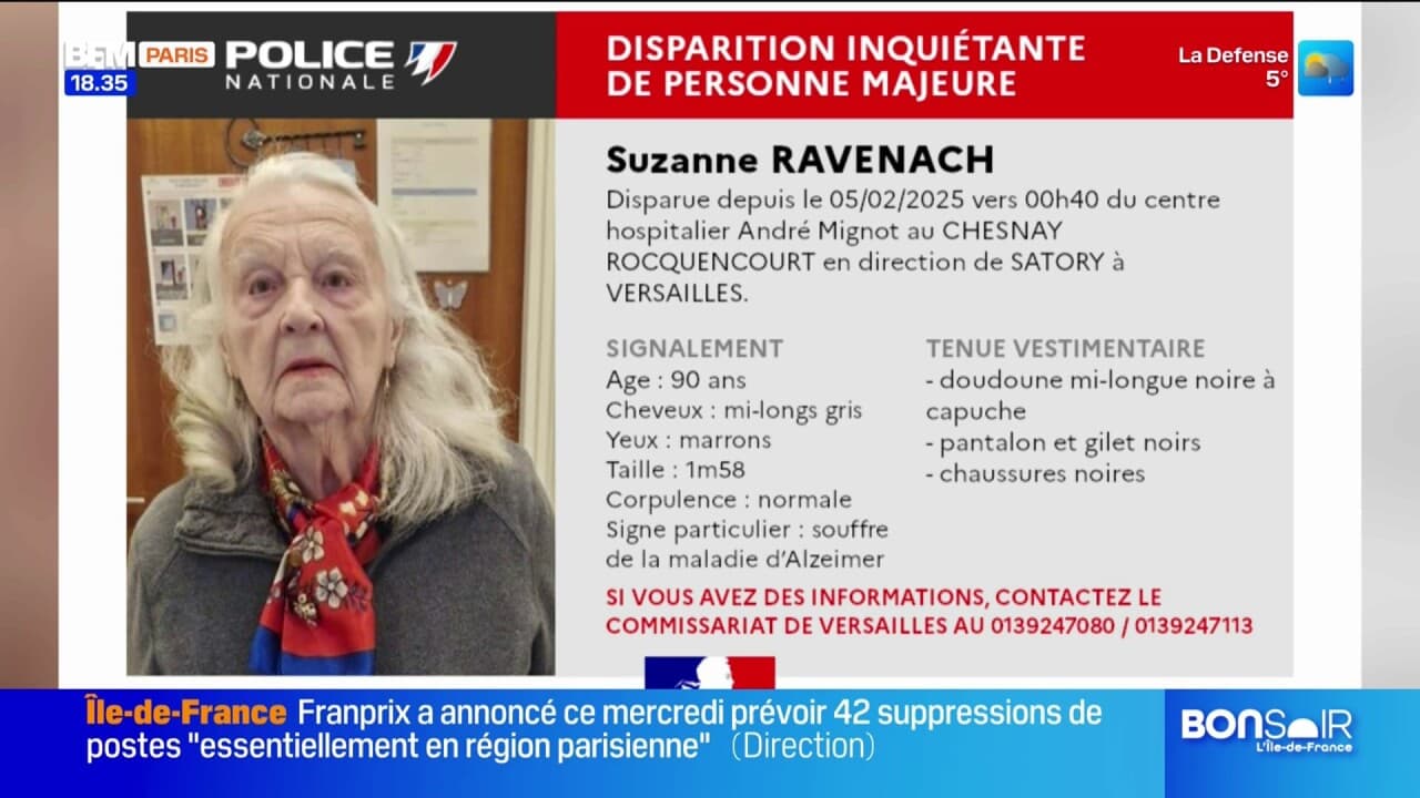 Yvelines: un appel à témoins lancé après la disparition d'une nonagénaire atteinte d'Alzheimer