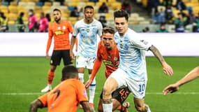 Des joueurs du Shakhtar Donetsk et du Dynamo Kiev, à Kiev le 22 septembre 2021