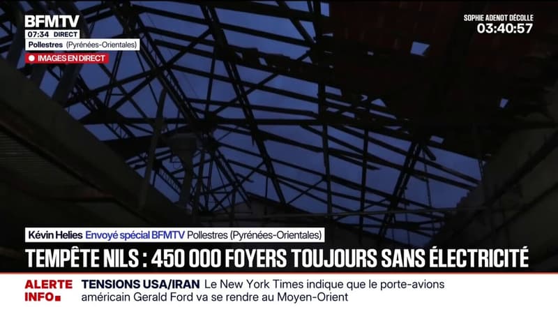 Pyrénées-Orientales: le toit d'une coopérative agricole s'est effondré après le passage de la tempête Nils