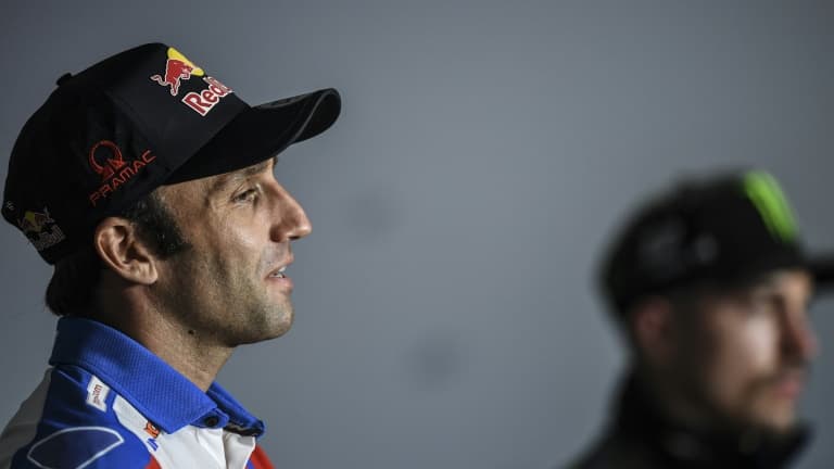Le Français Johann Zarco en conférence de presse sur le circuit de Portimao, au Portugal, le 15 avril 2021