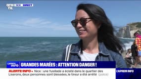 "C'est impressionnant": cette touriste est venue à Étretat pour admirer les grandes marées