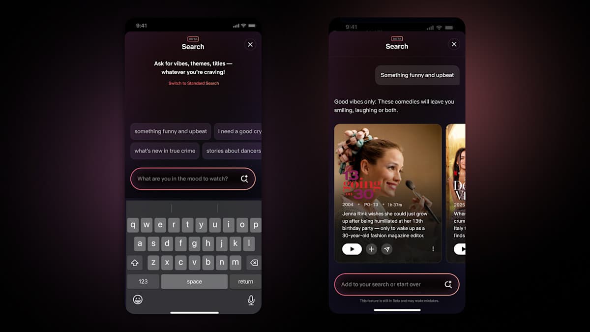 La nouvelle interface mobile de Netflix ajoute de l'IA pour sa recherche La nouvelle interface mobile de Netflix ajoute de l'IA pour sa recherche