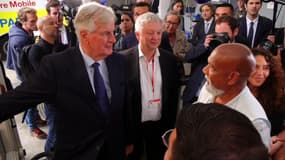 Michel Barnier, le 7 septembre 2024 à l'hôpital Necker, pour son premier déplacement de Premier ministre