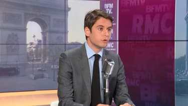 Le porte-parole du gouvernement, Gabriel Attal, sur BFMTV-RMC, le 1er avril 2021.