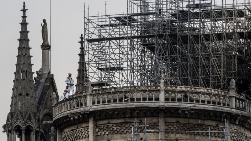 L'échafaudage sur Notre-Dame de Paris.