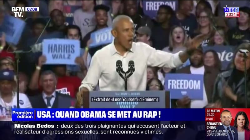 Détroit: Barack Obama rappe sur du Eminem lors d'un meeting en soutien à Kamala Harris