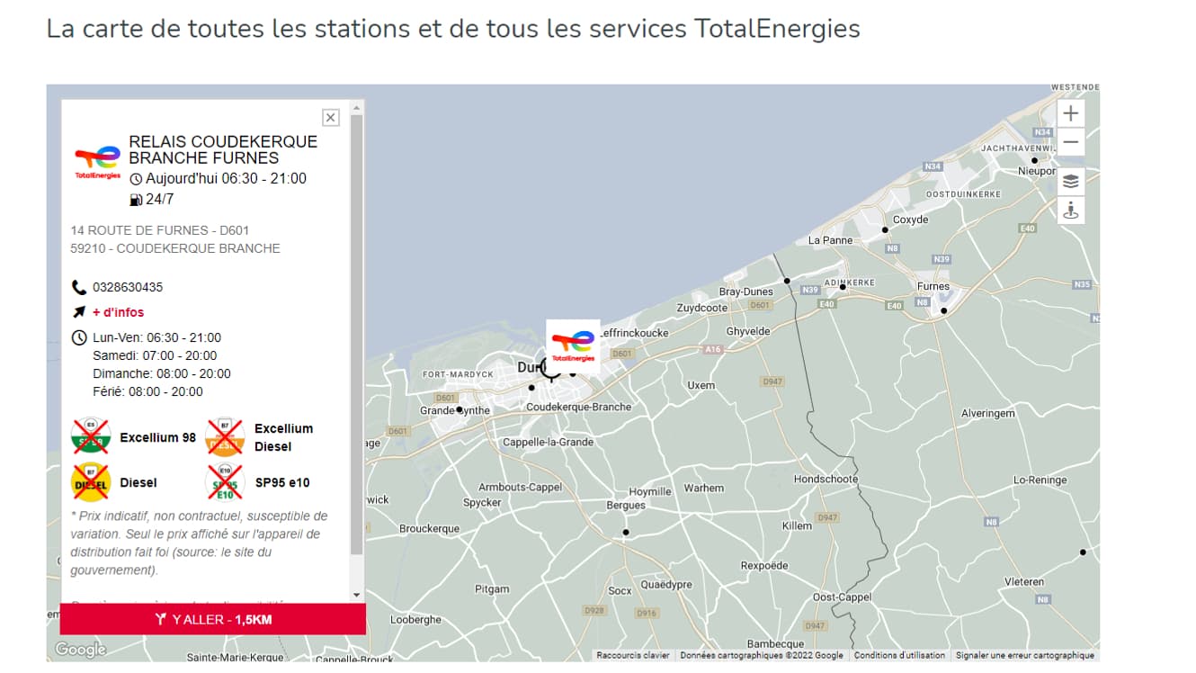 La carte des stations TotalEnergies La carte des stations TotalEnergies