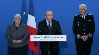 Gérard Collomb lors de ses voeux aux policiers à Rouen.