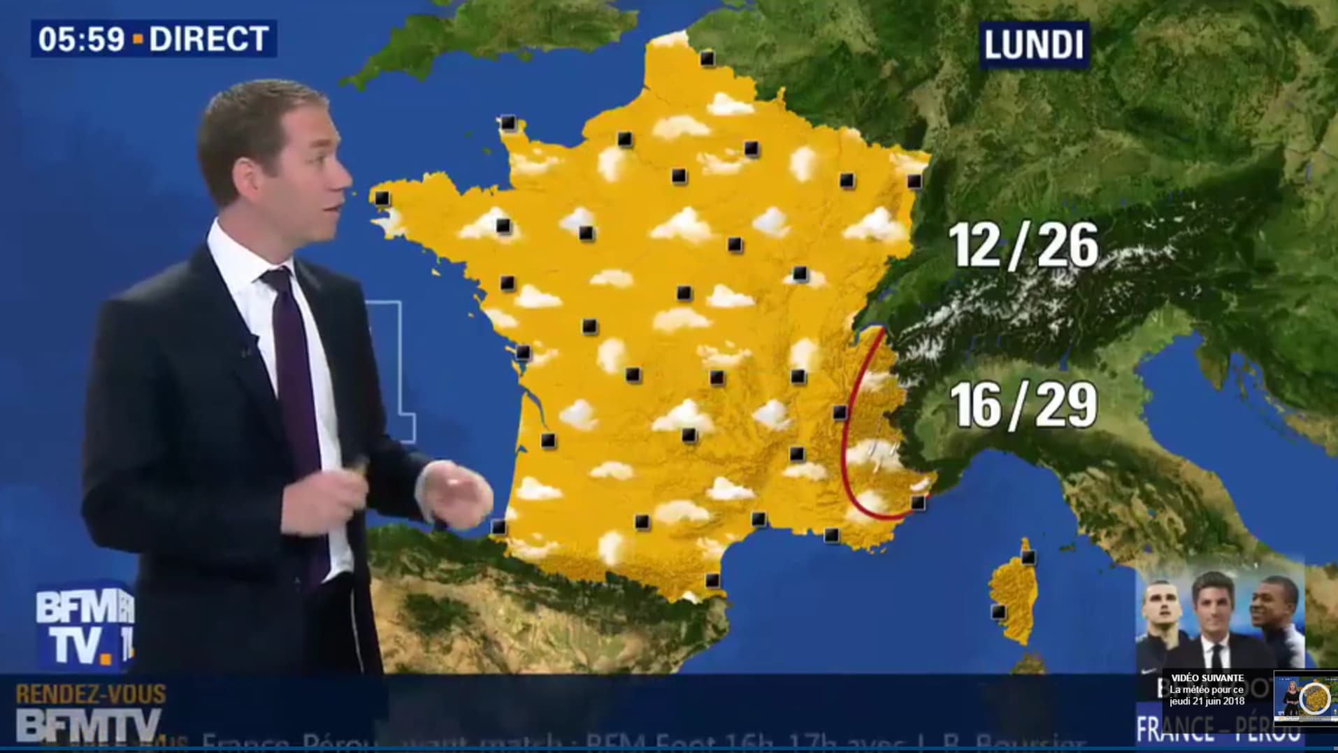Météo du lundi 25 juin 2018 Météo du lundi 25 juin 2018