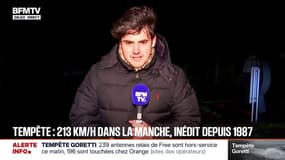 Tempête Goretti: une ligne à haute tension au sol à Ranville (Calvados)