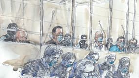 Dessin croqué au tribunal durant le procès ouvert mercredi dernier. 