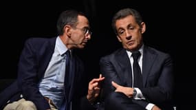 Bruno Retailleau et Nicolas Sarkozy le 1er octobre 2016 durant un meeting aux Sables-d'Olonne 