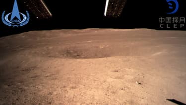 La face cachée de la Lune photographiée par Chang'e-4 lors de son alunissage, le 3 janvier 2018.