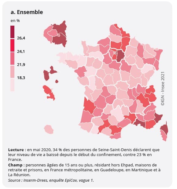 Part des personnes déclarant une dégradation de leur situation financière lors du premier confinement Part des personnes déclarant une dégradation de leur situation financière lors du premier confinement