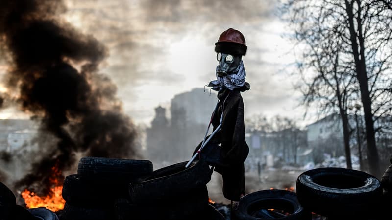 Sur les barricades de la place Maïdan, le 21 février, jour de l'accord entre l'opposition et la présidence ukrainienne.