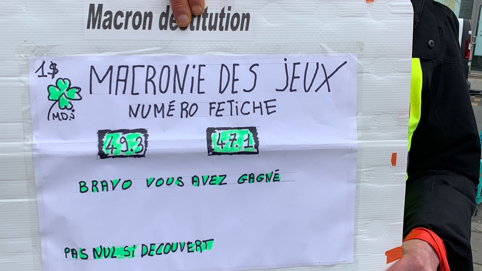 Une pancarte lors de la manifestation du 11 mars à Paris Une pancarte lors de la manifestation du 11 mars à Paris