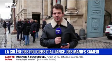 Des responsables d'Alliance Police Nationale devant l'Assemblée pour appeler les députés à participer à leur mobilisation contre l'insécurité prévue ce samedi