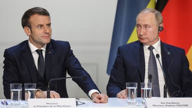 Vladimir Poutine et Emmanuel Macron lors d'une rencontre en 2019