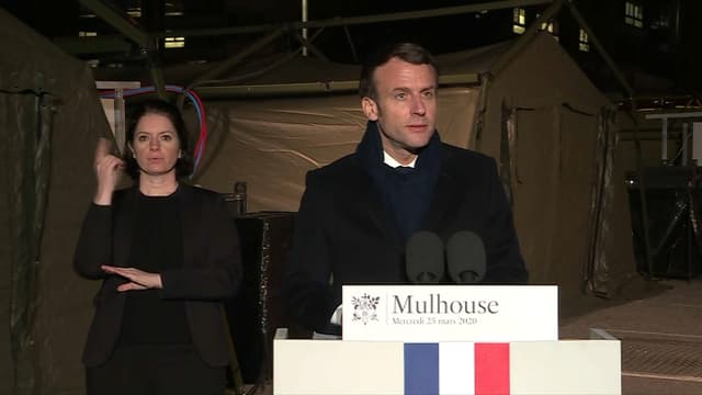 Emmanuel Macron, le 25 mars 2020 à Mulhouse