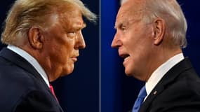 Photo montage avec Donald Trump (g) face à Joe Biden tous deux photographiés le 22 octobre 2020