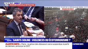 Gérald Darmanin maintient sa confiance aux forces de l'ordre: "Leur devoir est de permettre aux gens de manifester et ils le font avec calme et dignité"