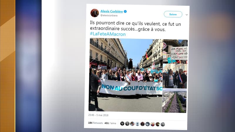 Le tweet d'Alexis Corbière a été depuis supprimé.