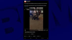 Capture d'écran X du média britannique Sky News. Sur les images, le député travailliste Mike Amesbury frappant un homme au sol. 