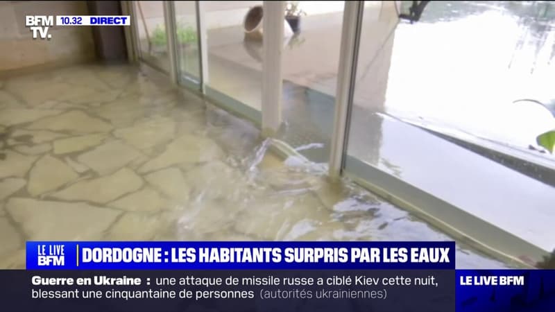 Crues en Dordogne: des maisons inondées à Montignac