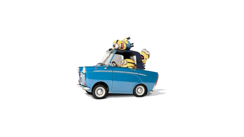 Les Minions à bord d'une voiture