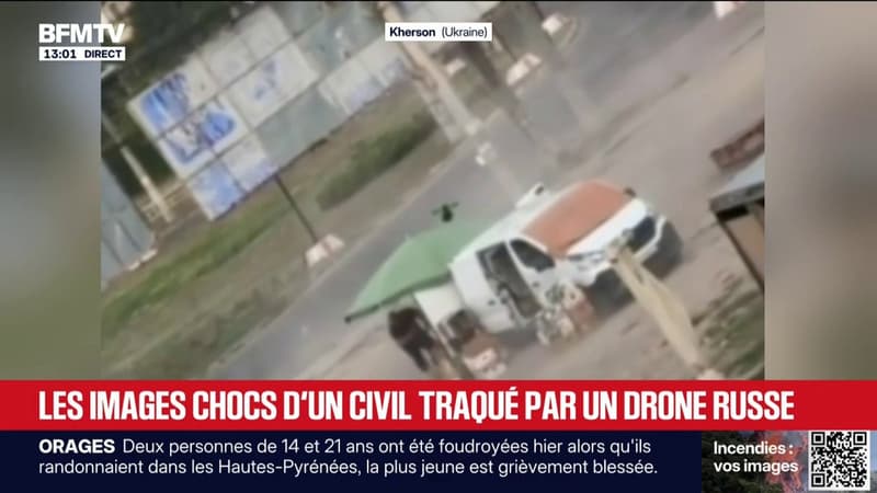 Guerre en Ukraine: la vidéo d'un drone russe semble traquer un civil avant d'exploser