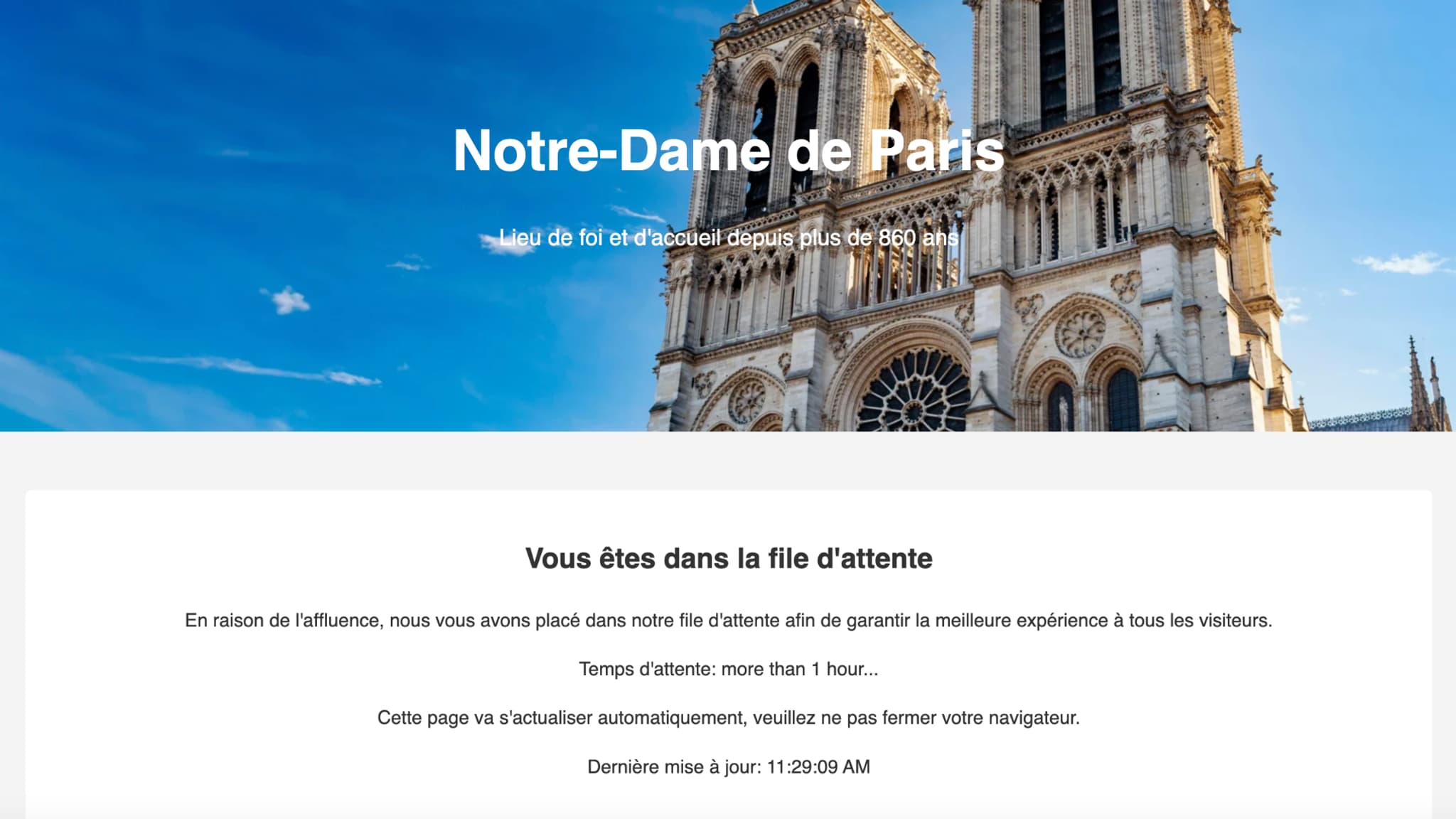 Notre-Dame de Paris: le site de réservation sous l'affluence des curieux