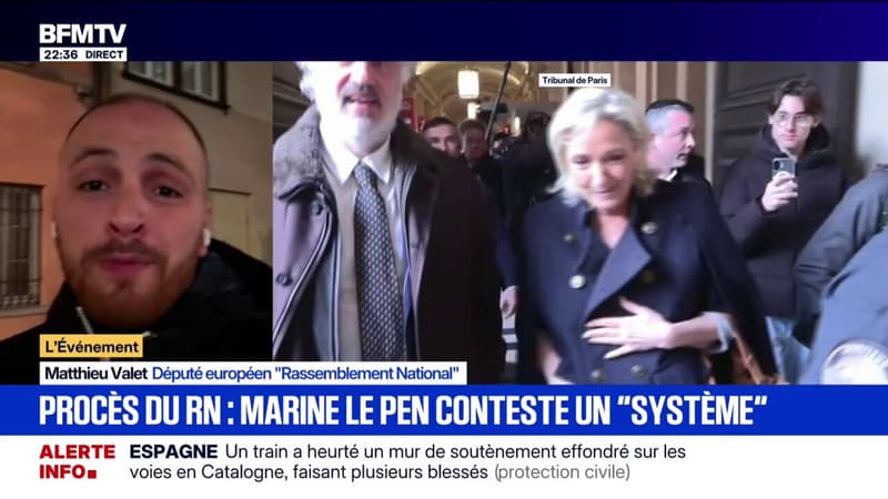 Procès en appel du RN: "On a bon espoir que la justice reconnaisse l'innocence de Marine Le Pen", déclare Matthieu Valet, député européen (RN)