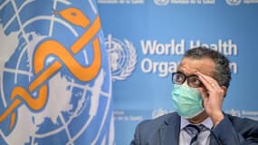 Tedros Adhanom Ghebreyesus, le directeur général de l'Organisation mondiale de la santé (OMS), lors d'une conférence de presse à Genève, le 20 décembre 2021