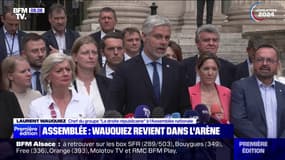 Laurent Wauquiez, élu à la tête du groupe LR à l'Assemblée baptisé "La droite républicaine", refuse toute coalition