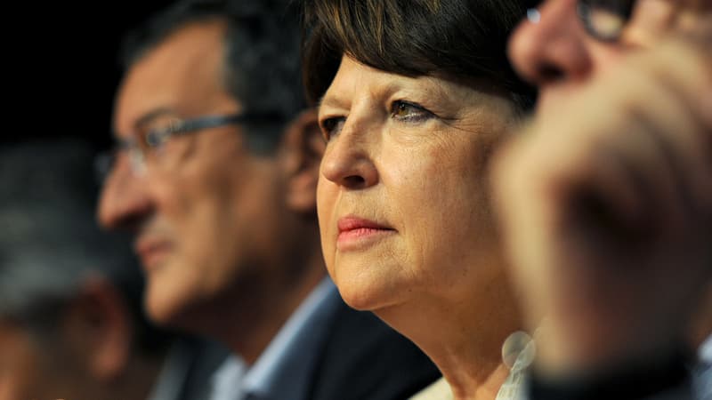 Martine Aubry le 6 juin d'un meeting lors d'un meeting du PS à Poitiers.